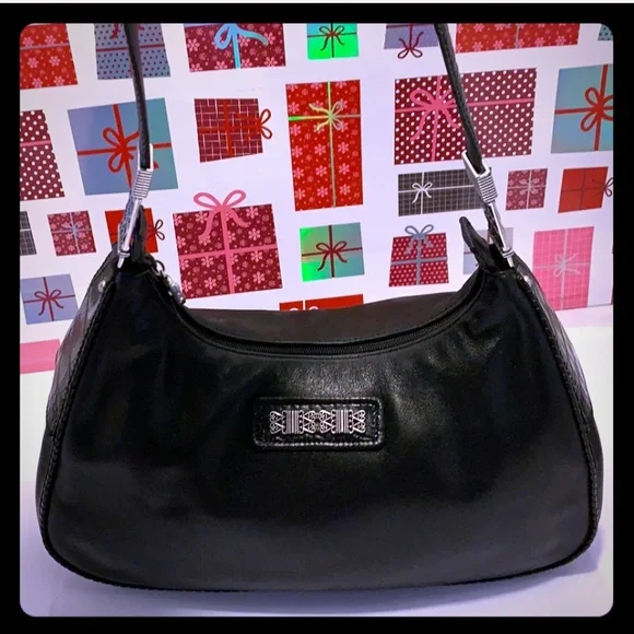 Brighton Black Leather Shoulder Bag NWOT with Beautiful Silver Embellishments - Picture 8 of 16